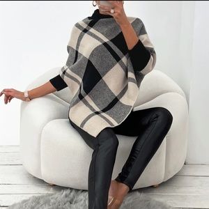 H&M Black & White Stripe Poncho